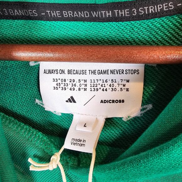 Adidas Golf Adicross Large Hooded Pullover Sweatshirt Hoodie Green NWT NEW $95 - Picture 7 of 7